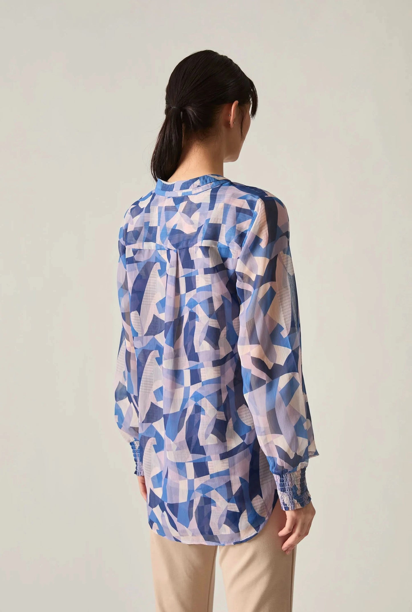 Blue Mosaic Print Blouse