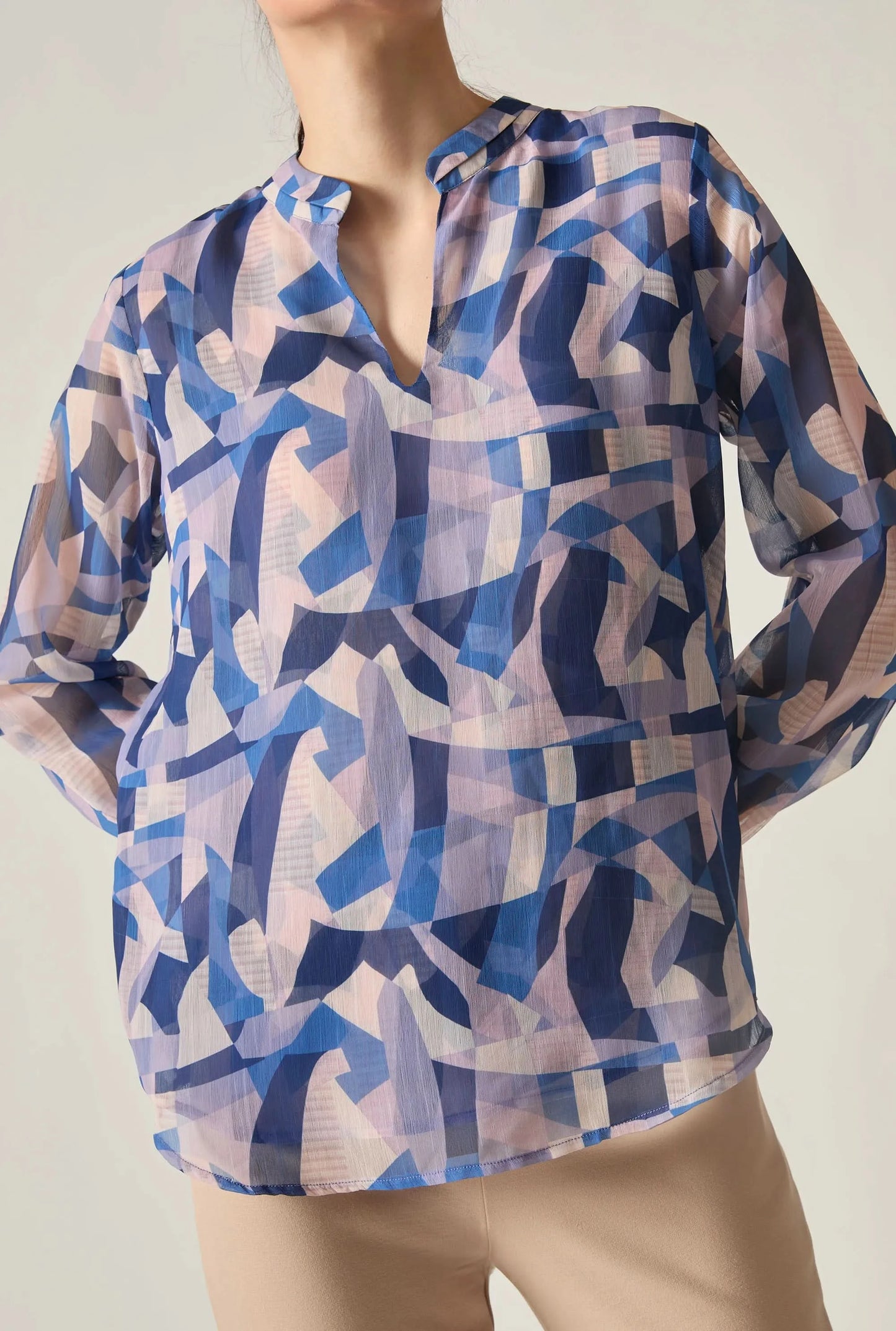 Blue Mosaic Print Blouse