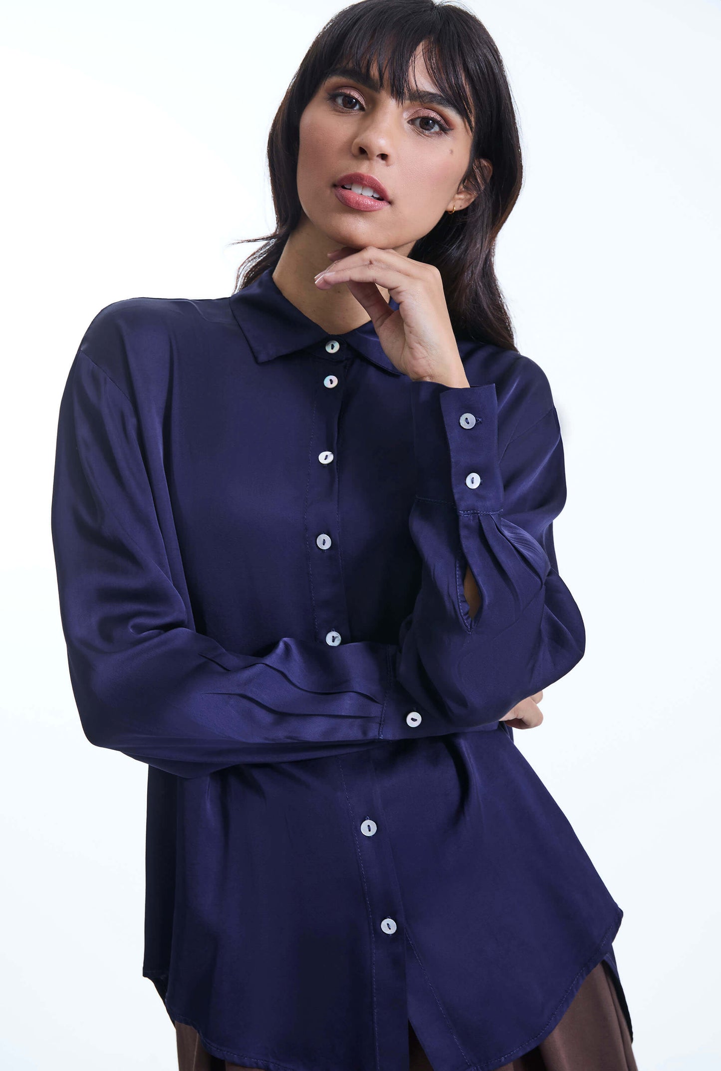 Blue Satin Finish Shirt