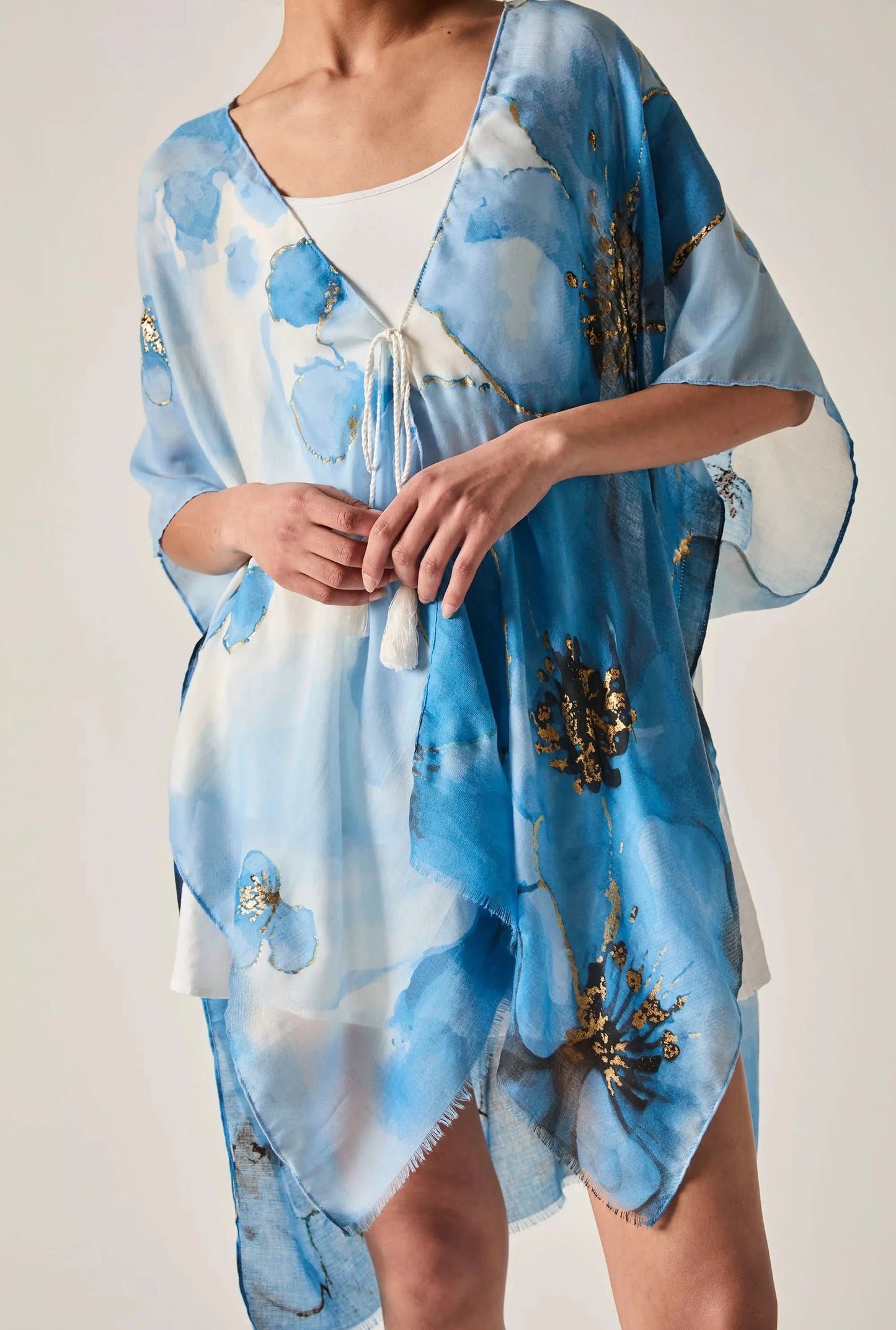 Blue Watercolour Floral Kaftan