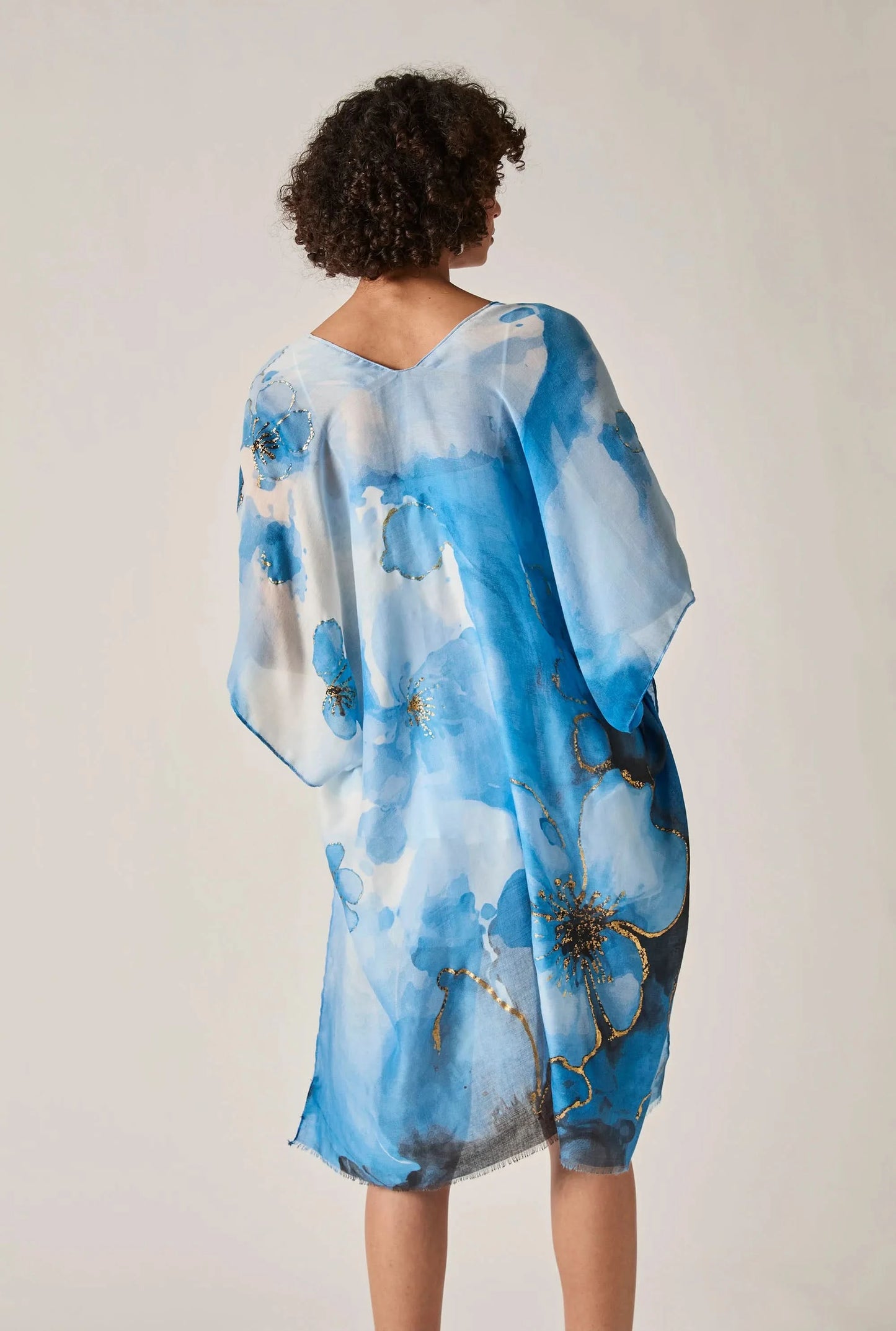 Blue Watercolour Floral Kaftan