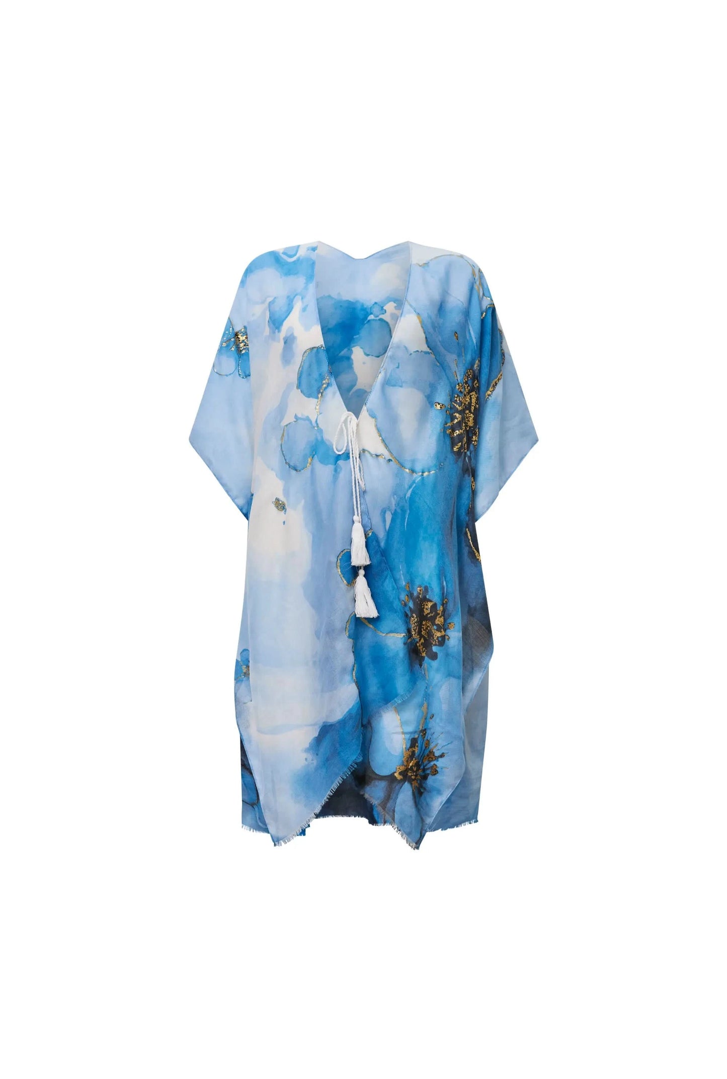 Blue Watercolour Floral Kaftan