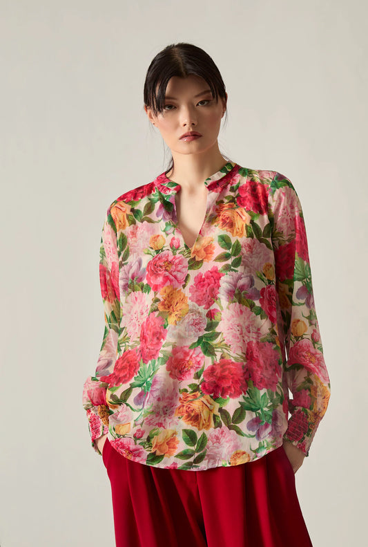 Botanical Floral Print Blouse