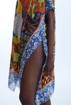 Botanical Print Kaftan Blue