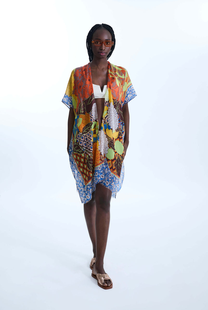 Botanical Print Kaftan Blue