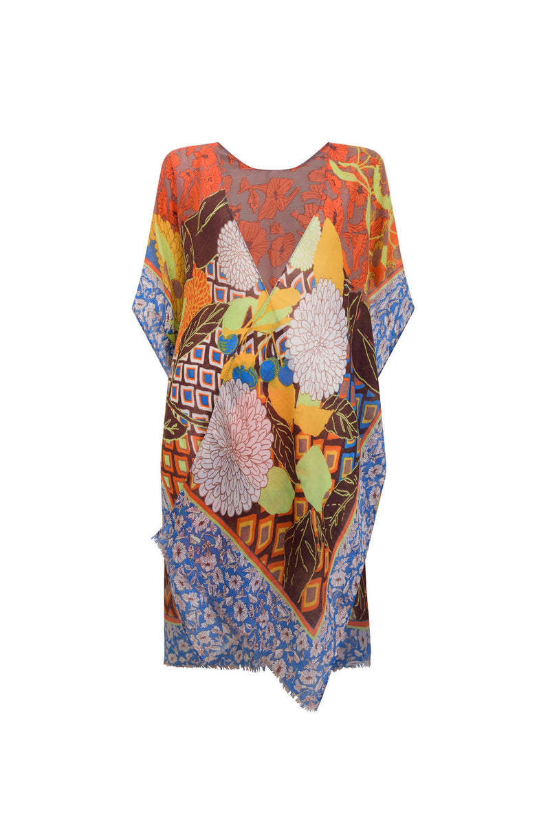 Botanical Print Kaftan Blue