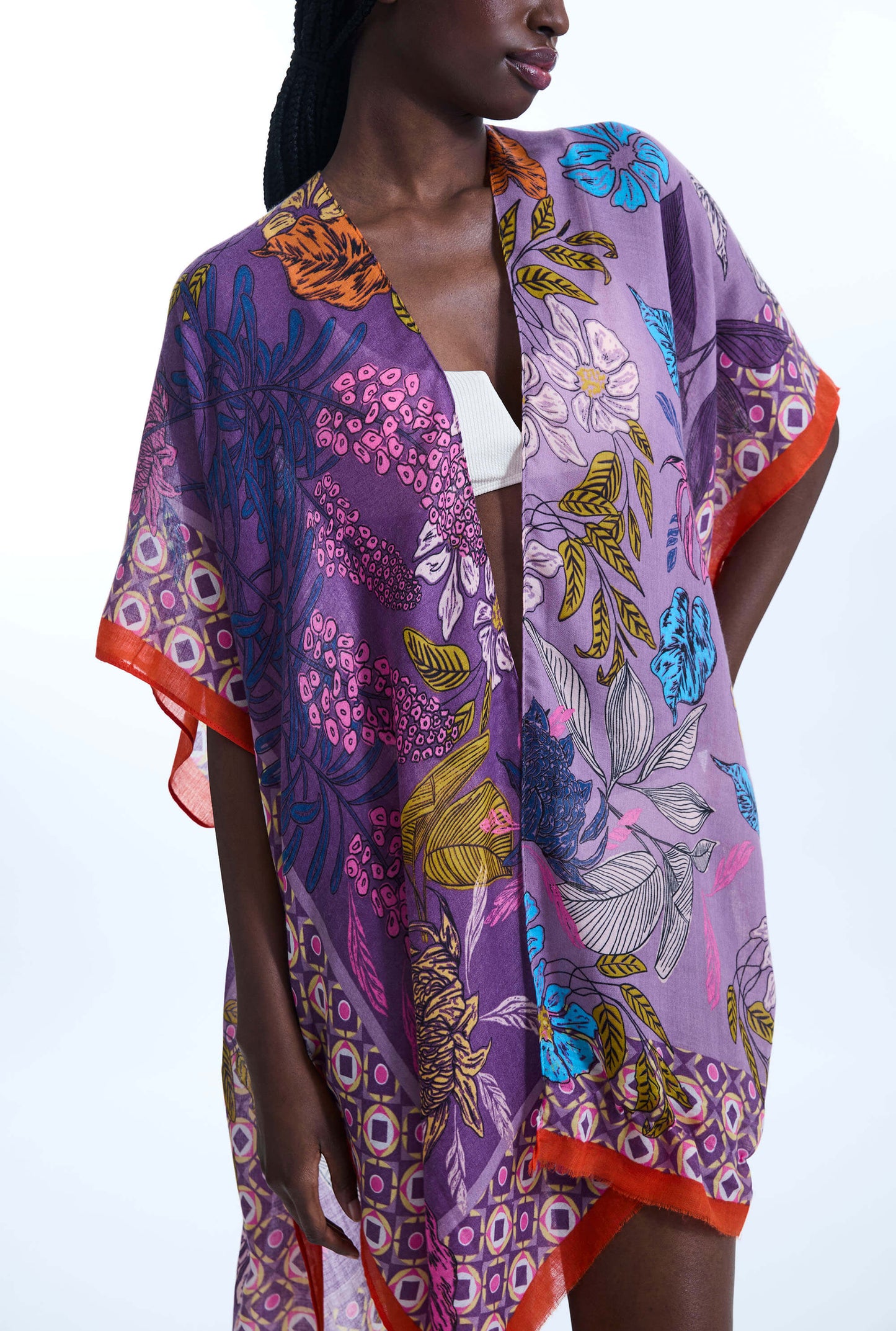 Botanical Print Kaftan Purple