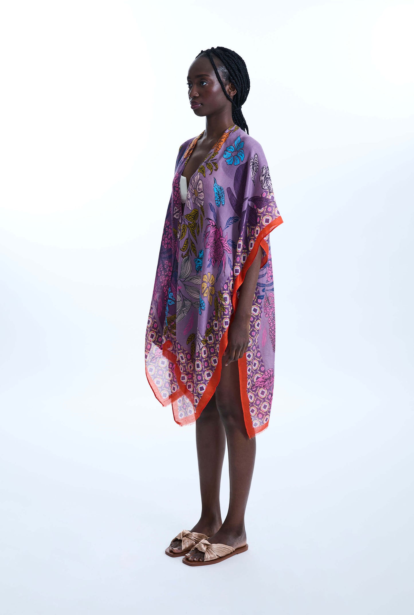 Botanical Print Kaftan Purple