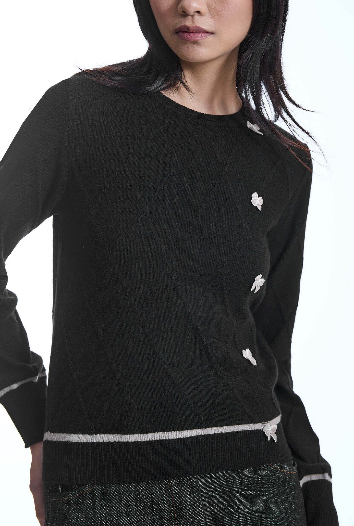 Bow Detail Black Jumper