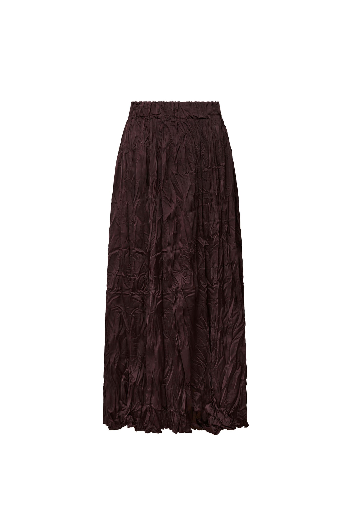 Brown Crinkled Maxi Skirt