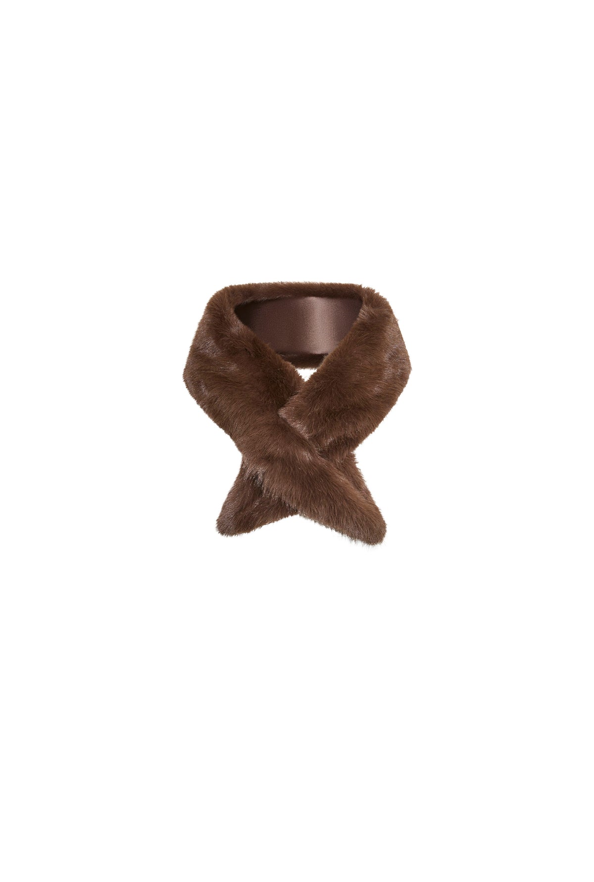 Brown Faux Fur Loop-Through Scarf