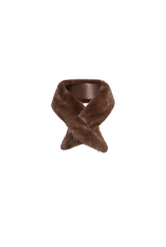 Brown Faux Fur Loop-Through Scarf