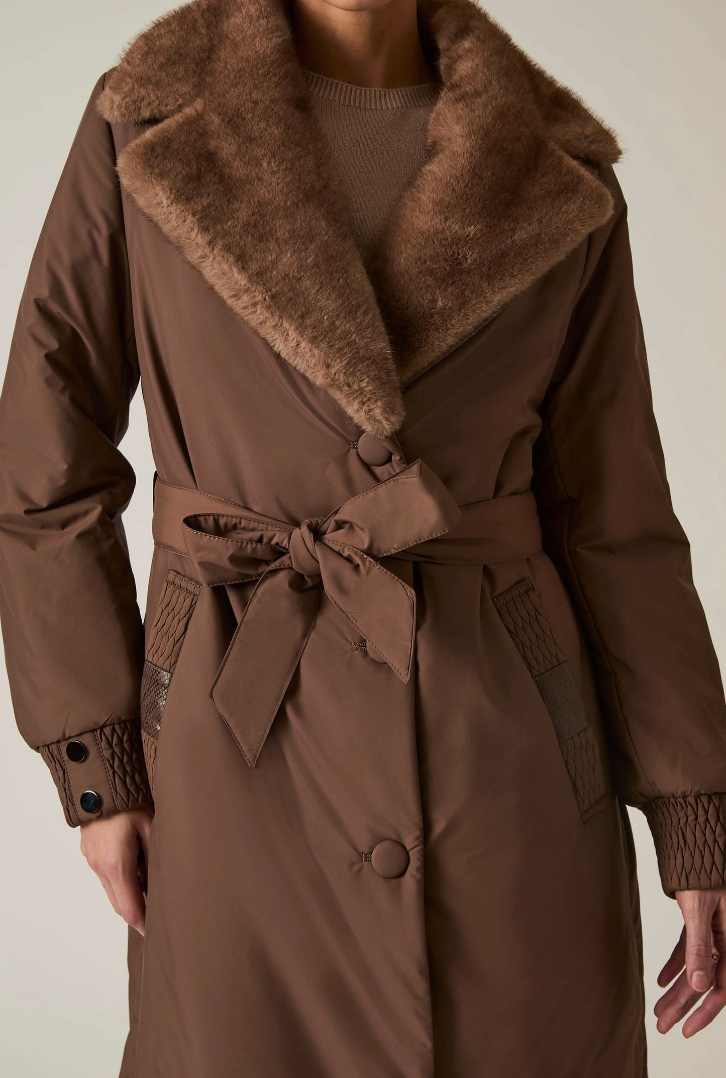 Brown Padded Faux Fur Coat
