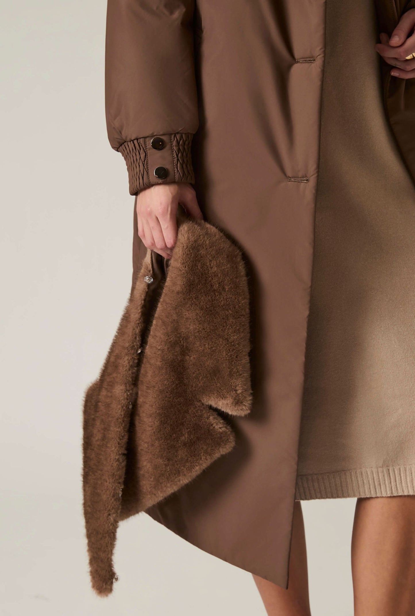 Brown Padded Faux Fur Coat