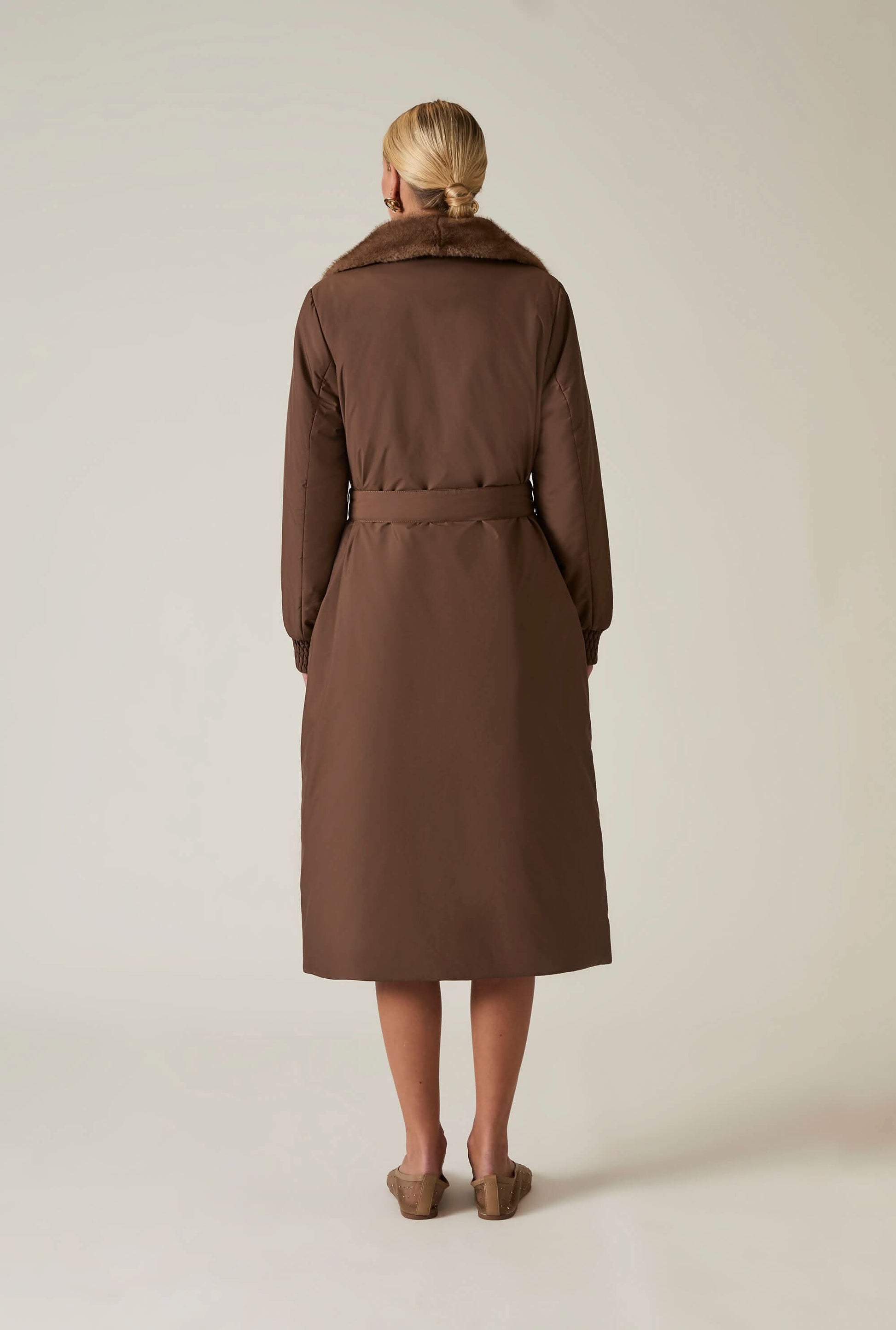 Brown Padded Faux Fur Coat