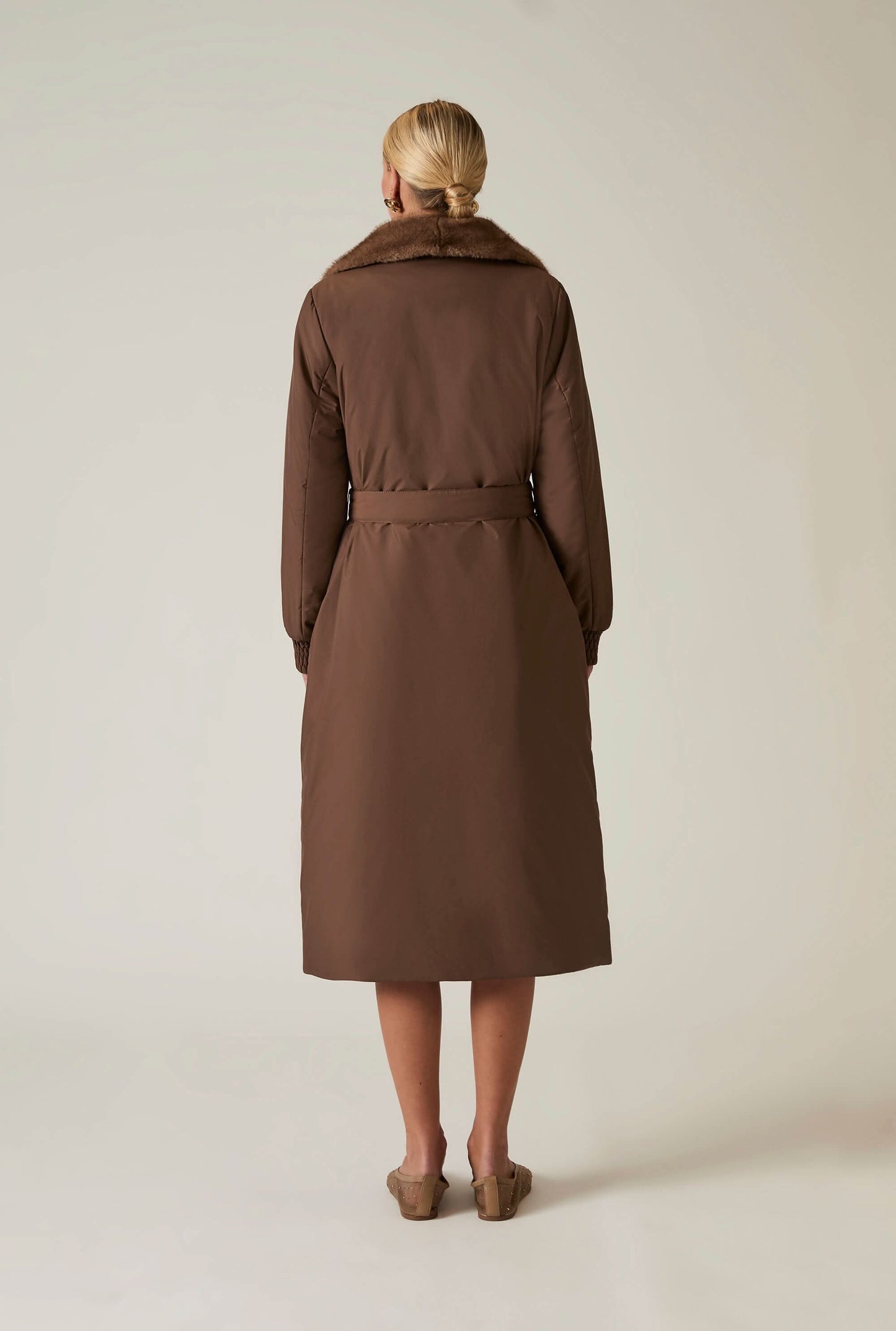 Brown Padded Faux Fur Coat