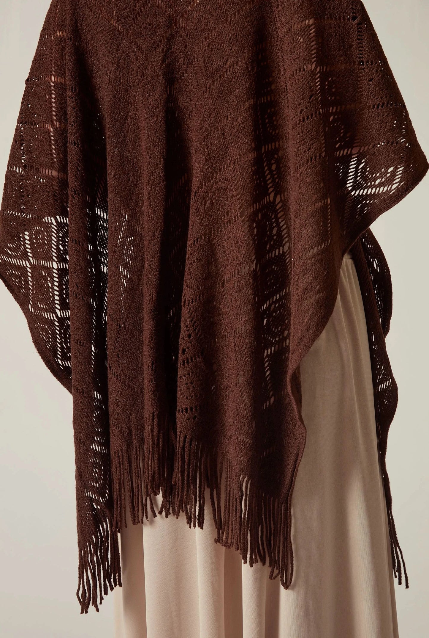 Brown Pointelle Knit Kaftan