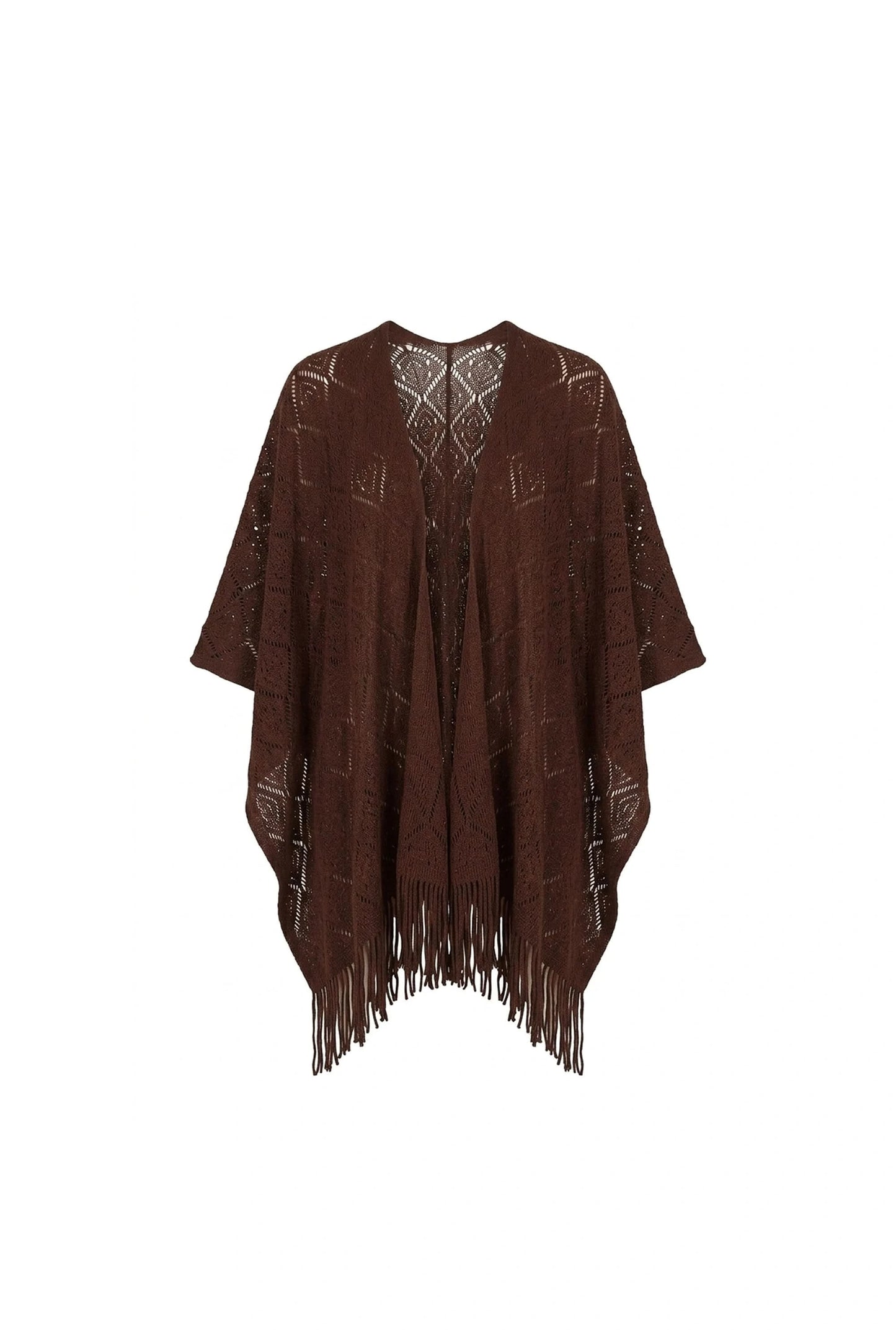 Brown Pointelle Knit Kaftan