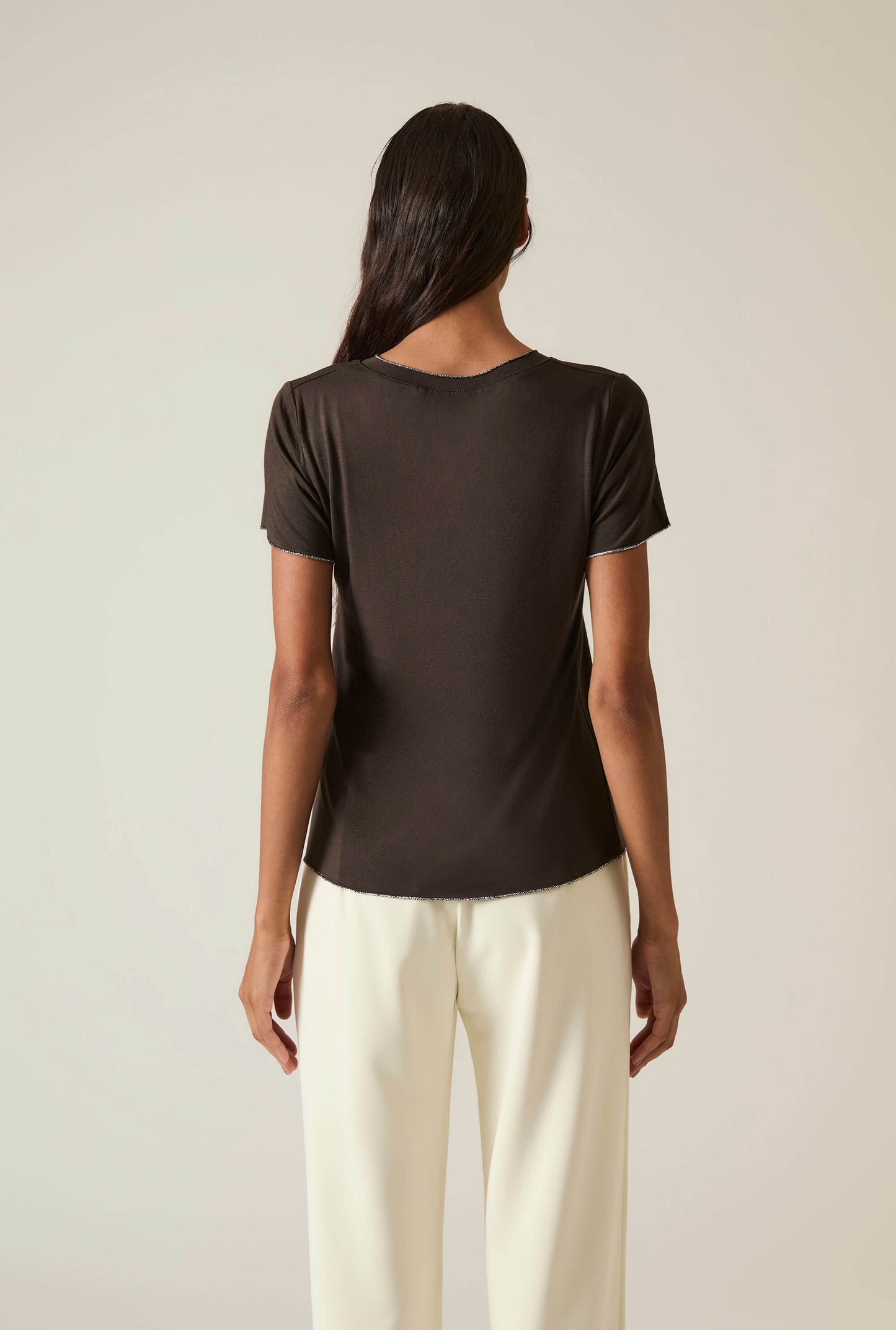 Brown V-neck T-shirt