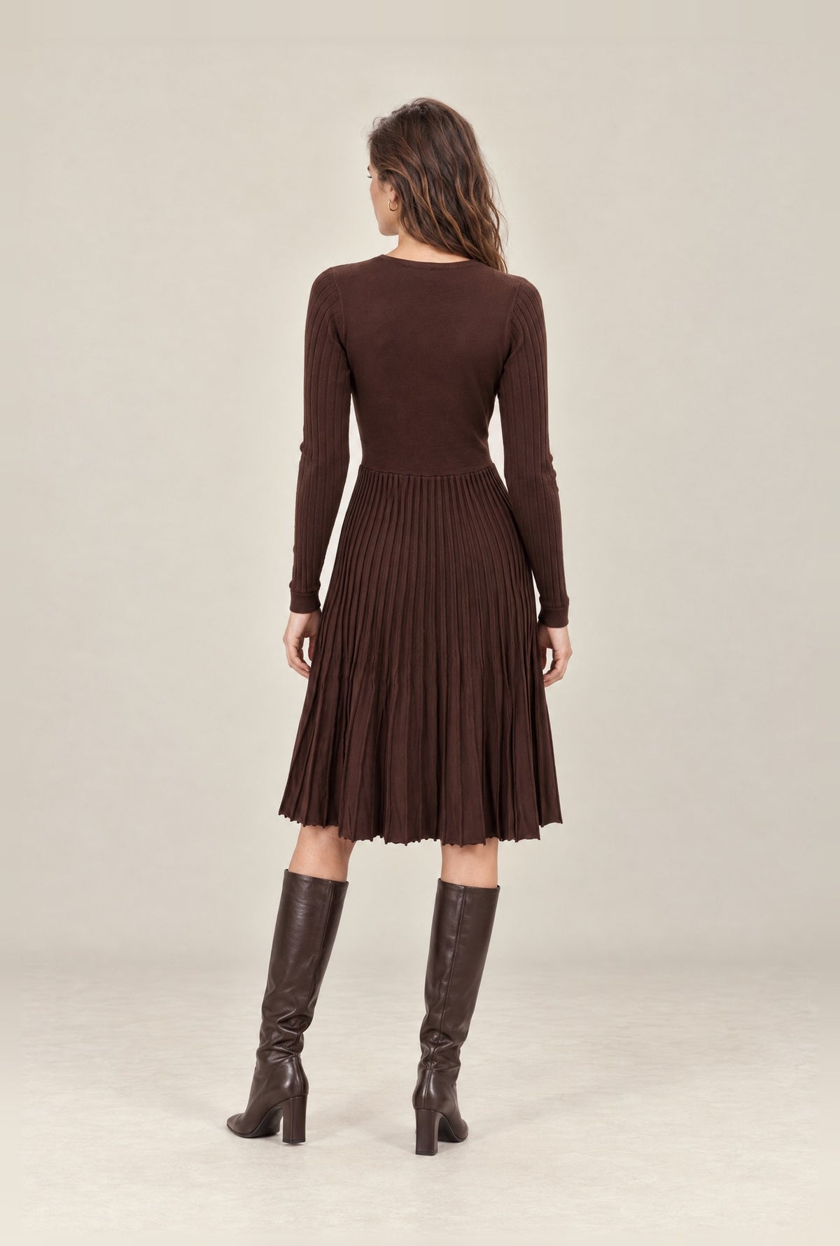 Brown Wrap Knit Dress