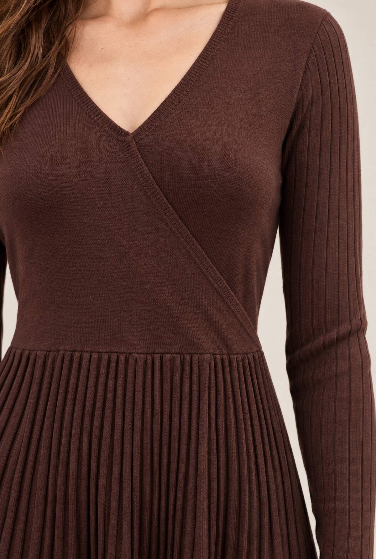 Brown Wrap Knit Dress