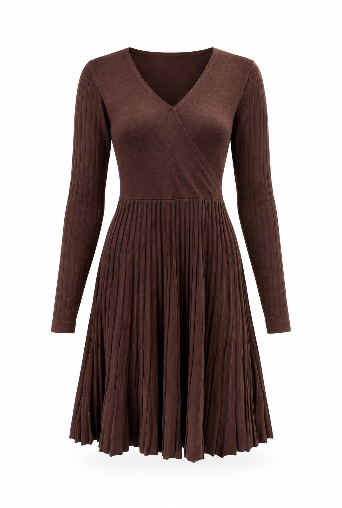 Brown Wrap Knit Dress