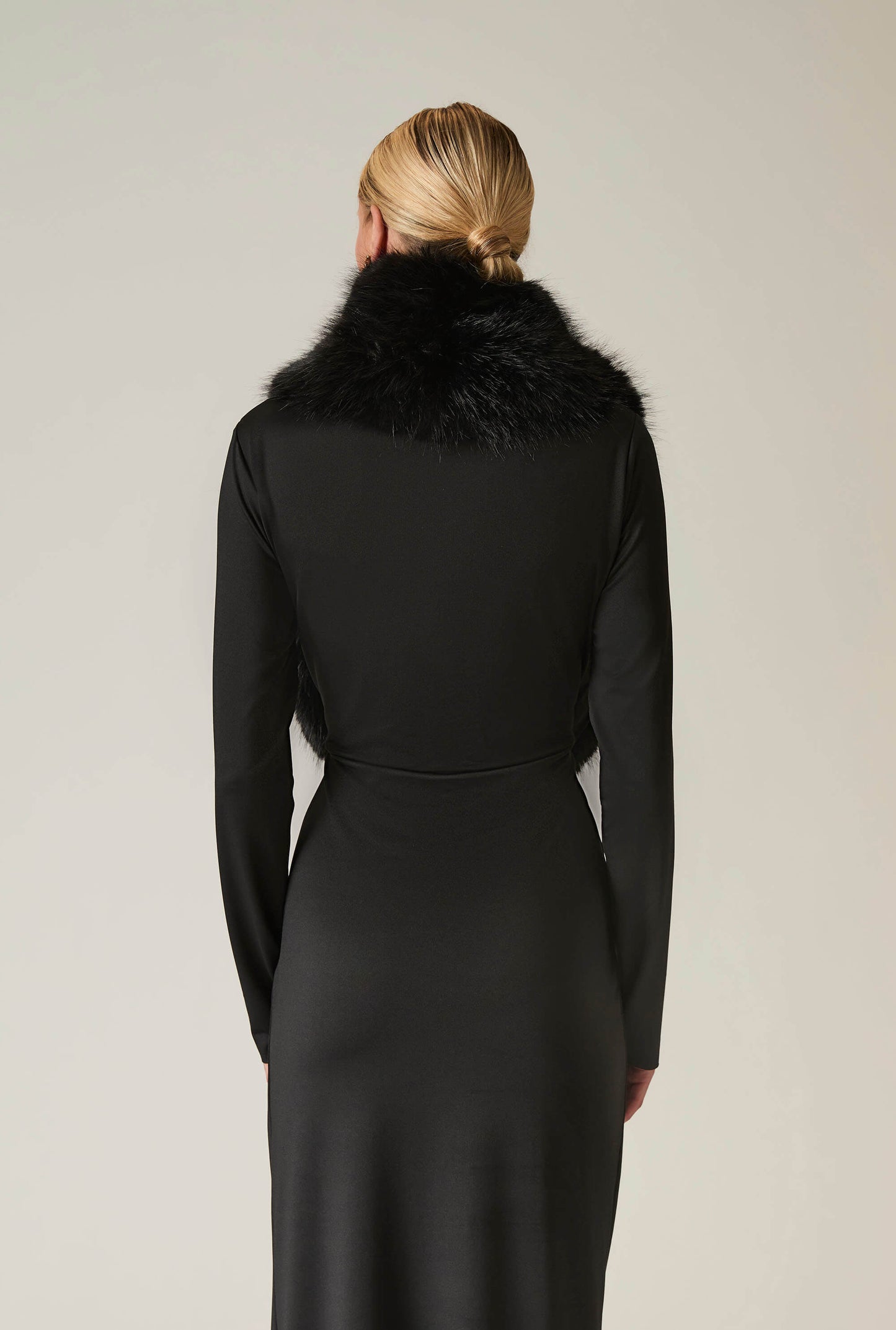 Buckled Black Faux Fur Collar