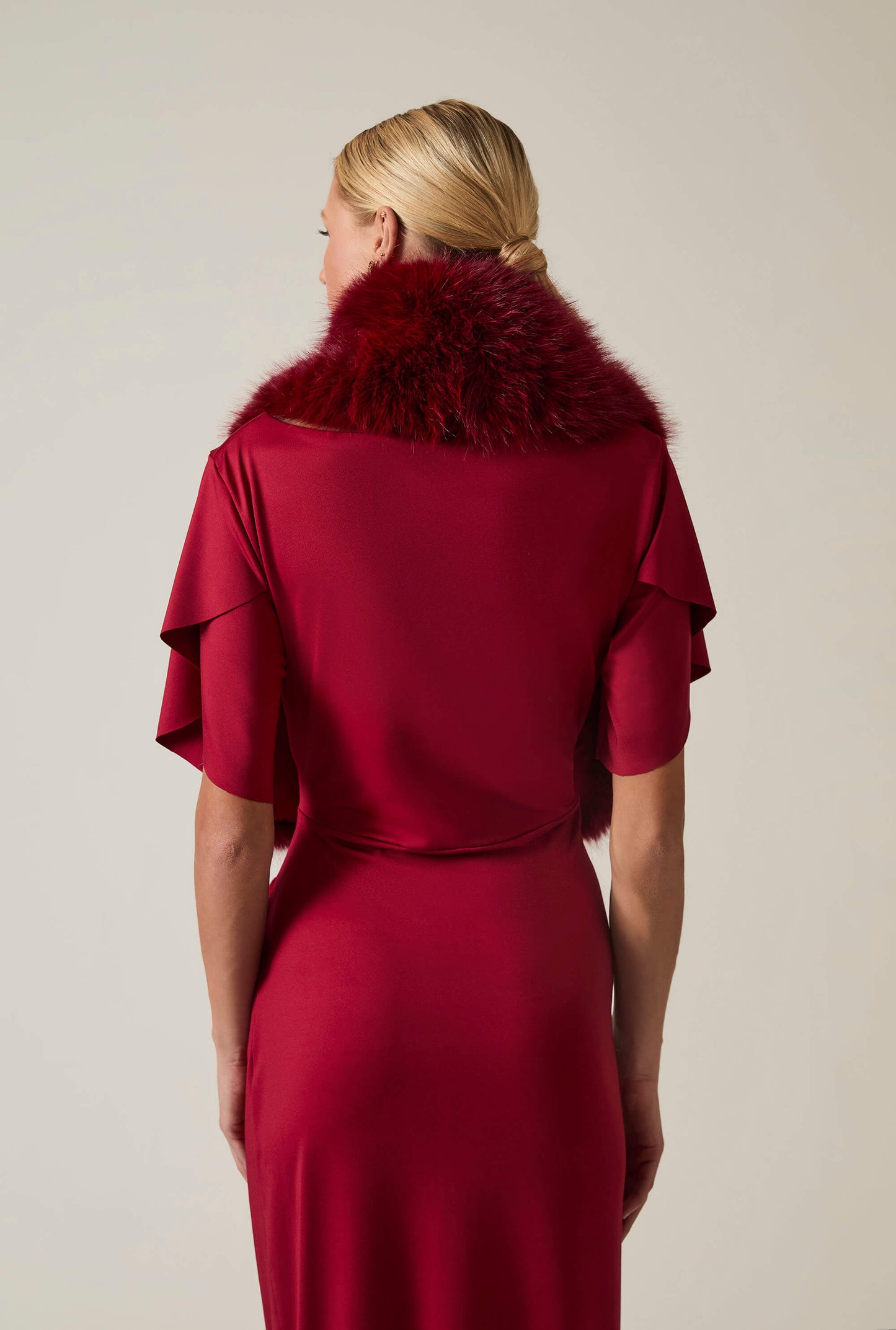 Buckled Burgundy Faux Fur Collar