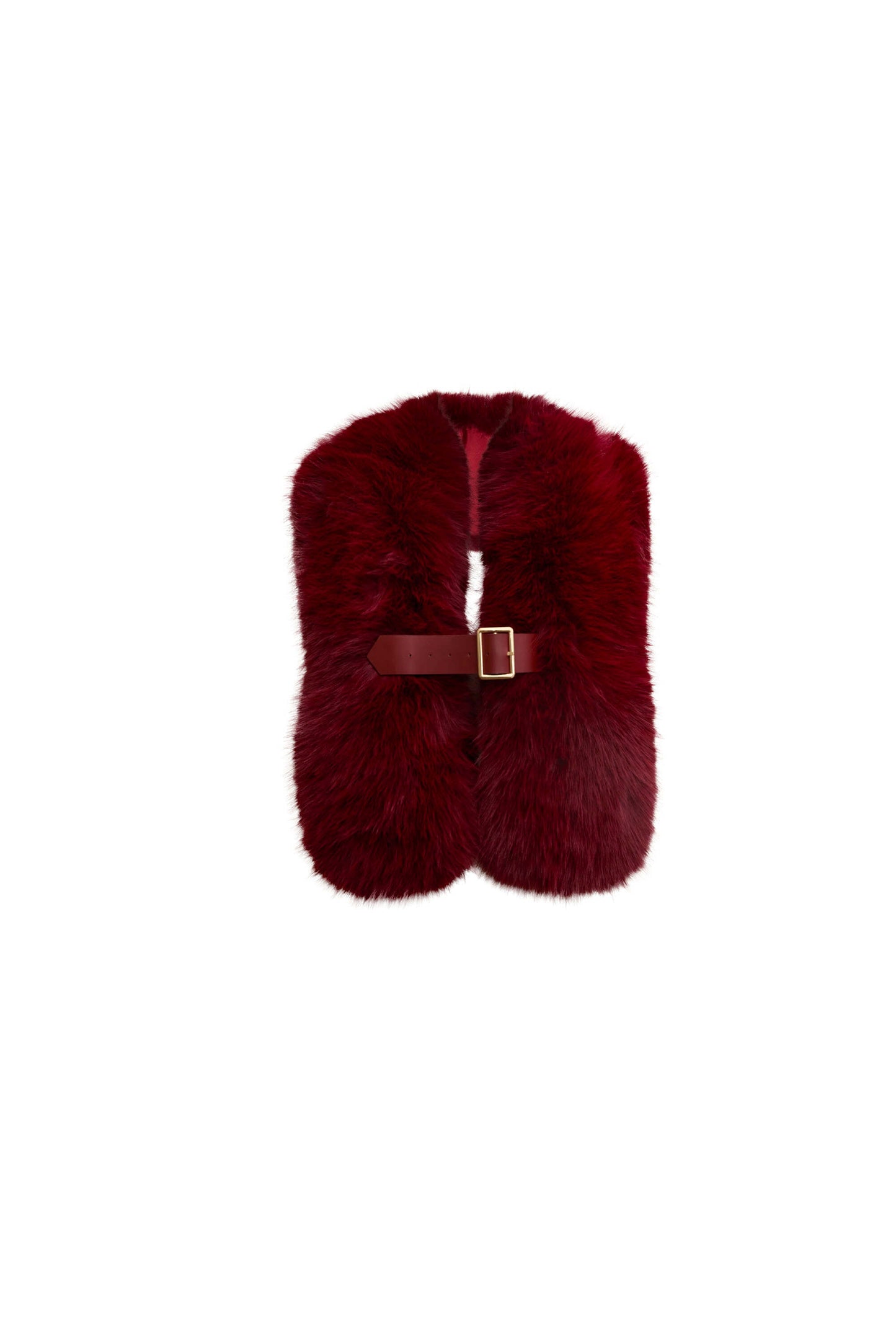 Buckled Burgundy Faux Fur Collar