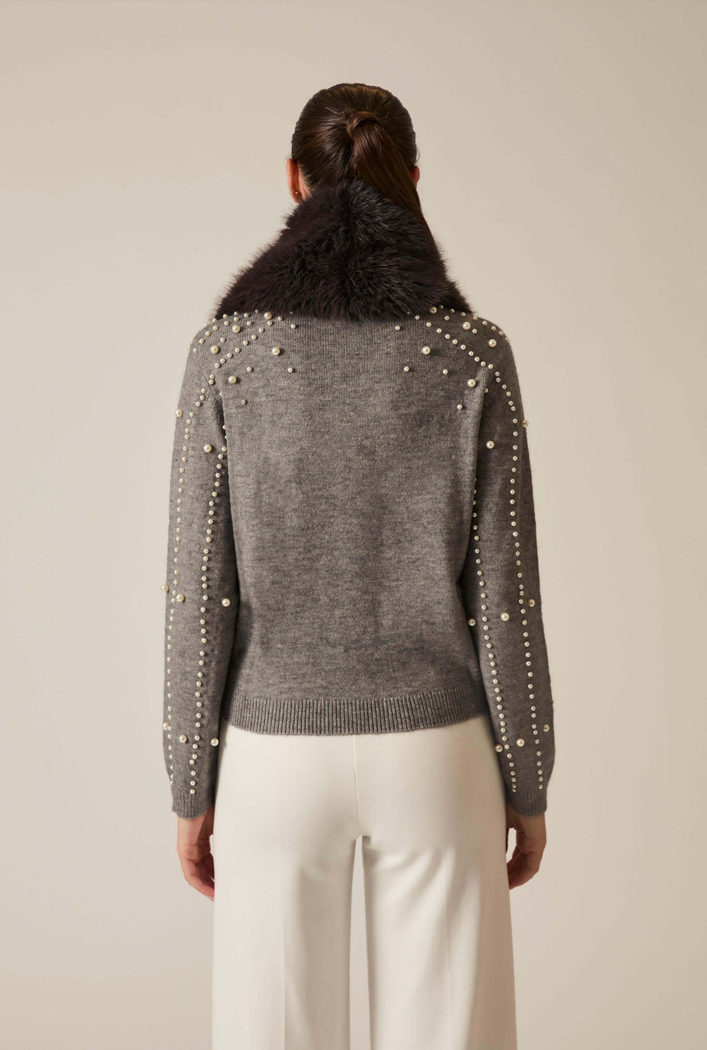 Buckled Charcoal Faux Fur Collar