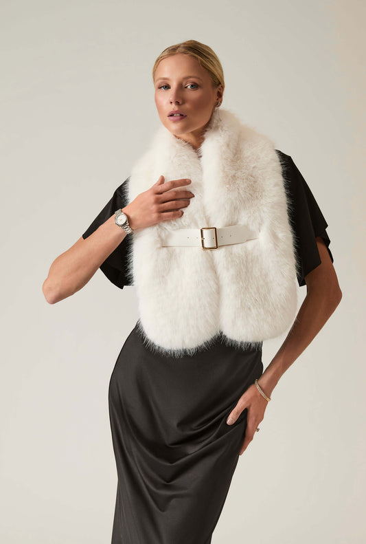 Buckled Cream Faux Fur Collar