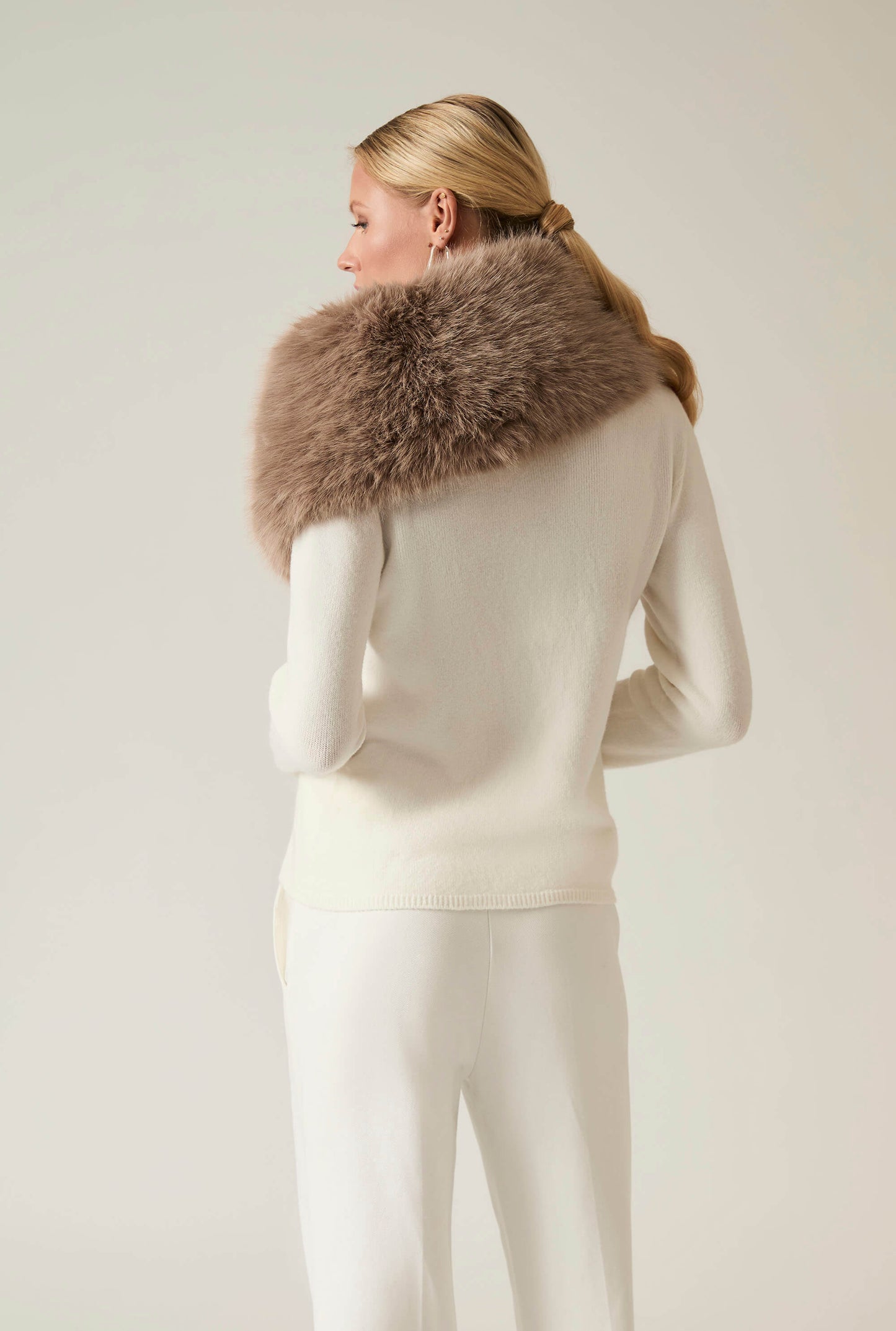 Buckled Taupe Faux Fur Collar