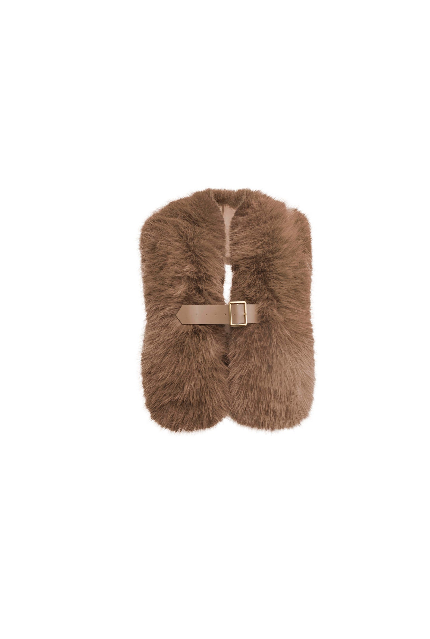 Buckled Taupe Faux Fur Collar