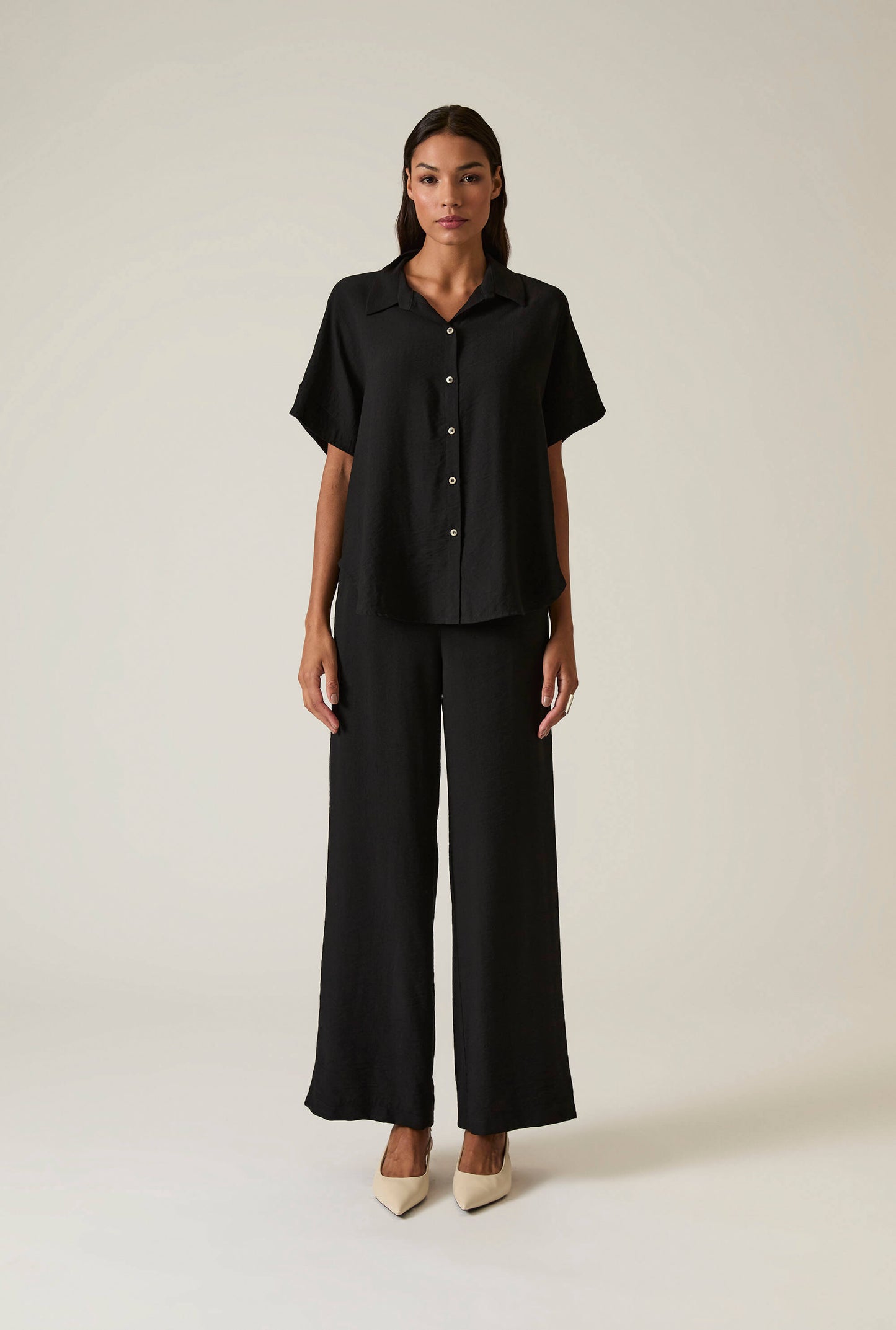 Button-down Black Top