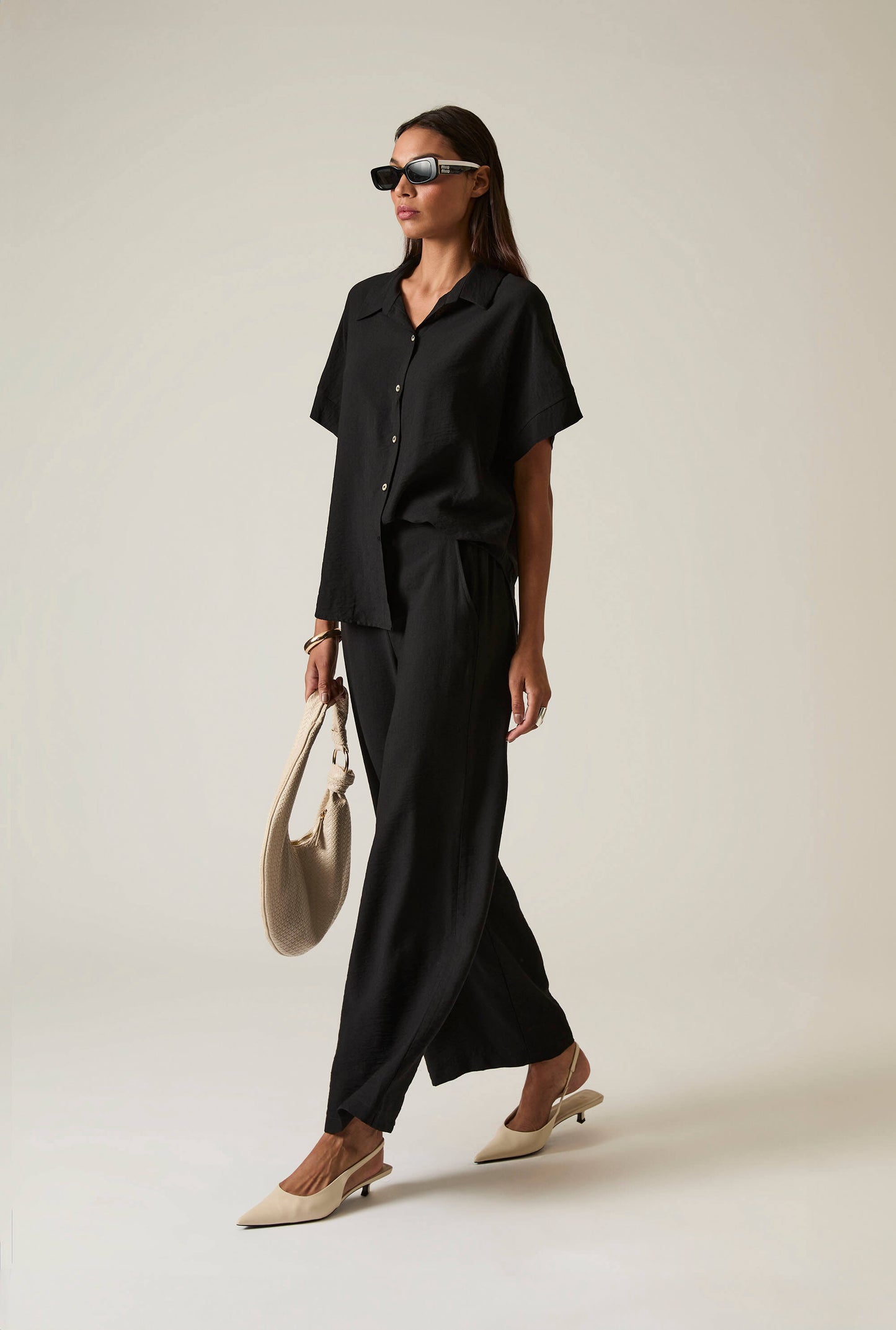 Button-down Black Top