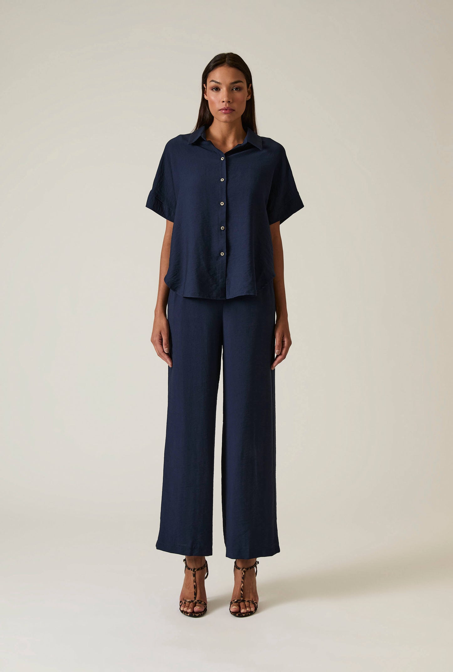 Button-down Navy Top