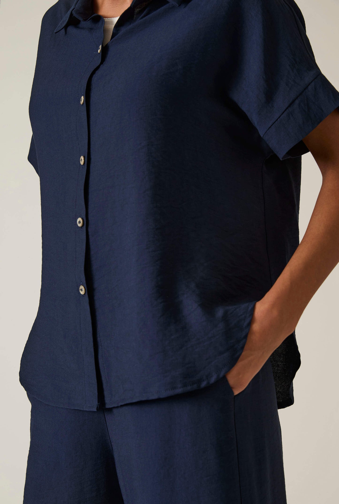 Button-down Navy Top