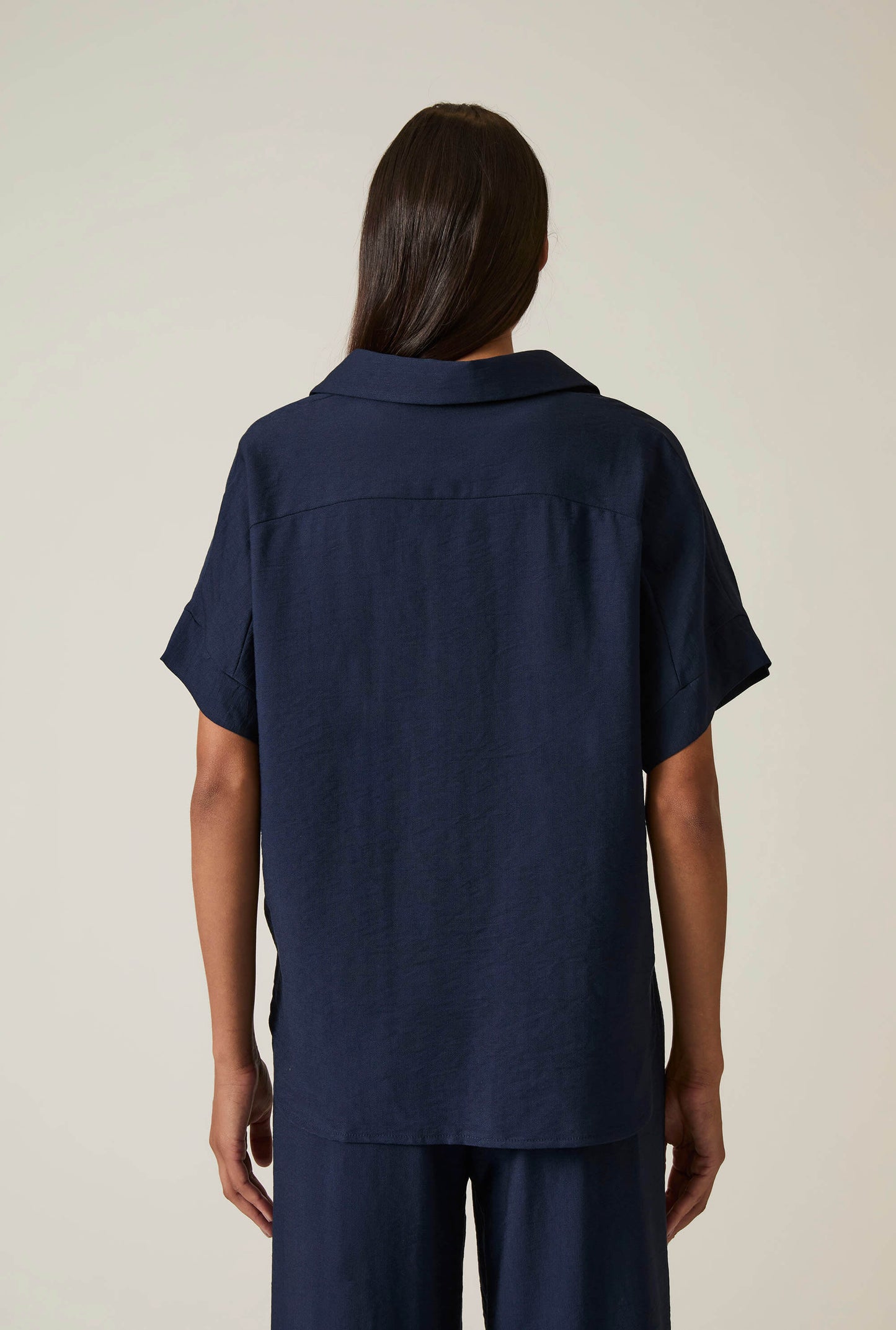 Button-down Navy Top