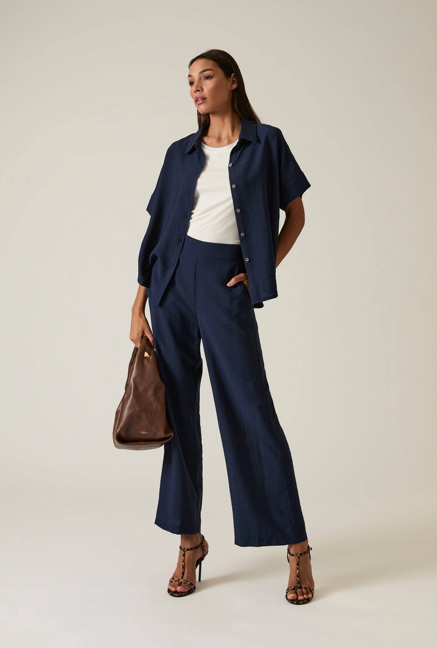 Button-down Navy Top