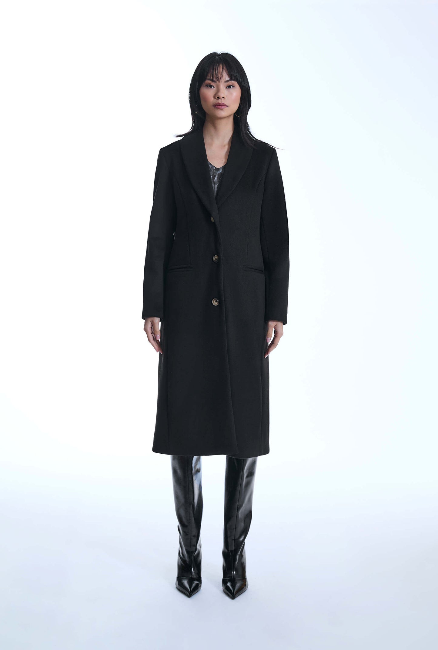 Button Black Coat