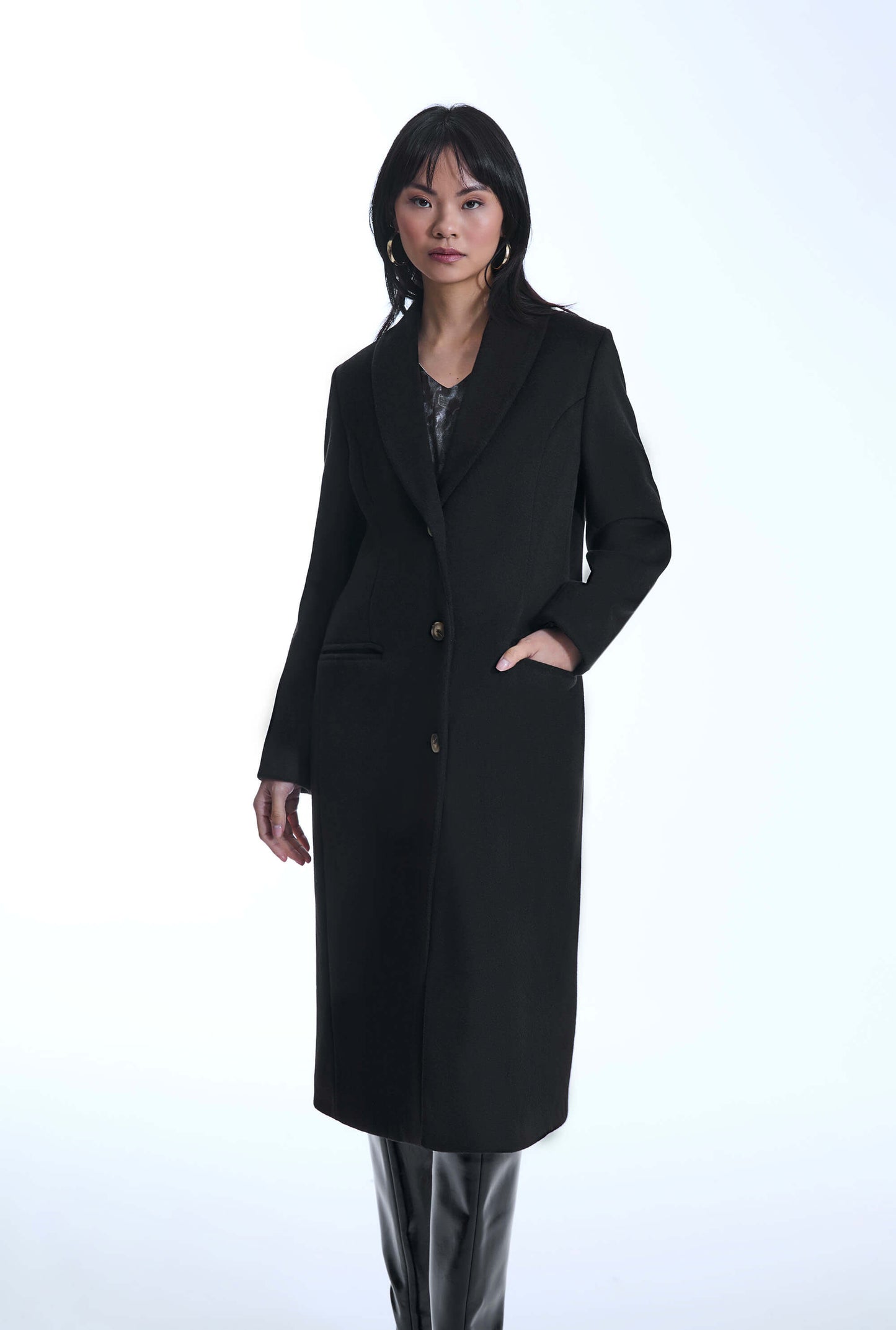 Button Black Coat