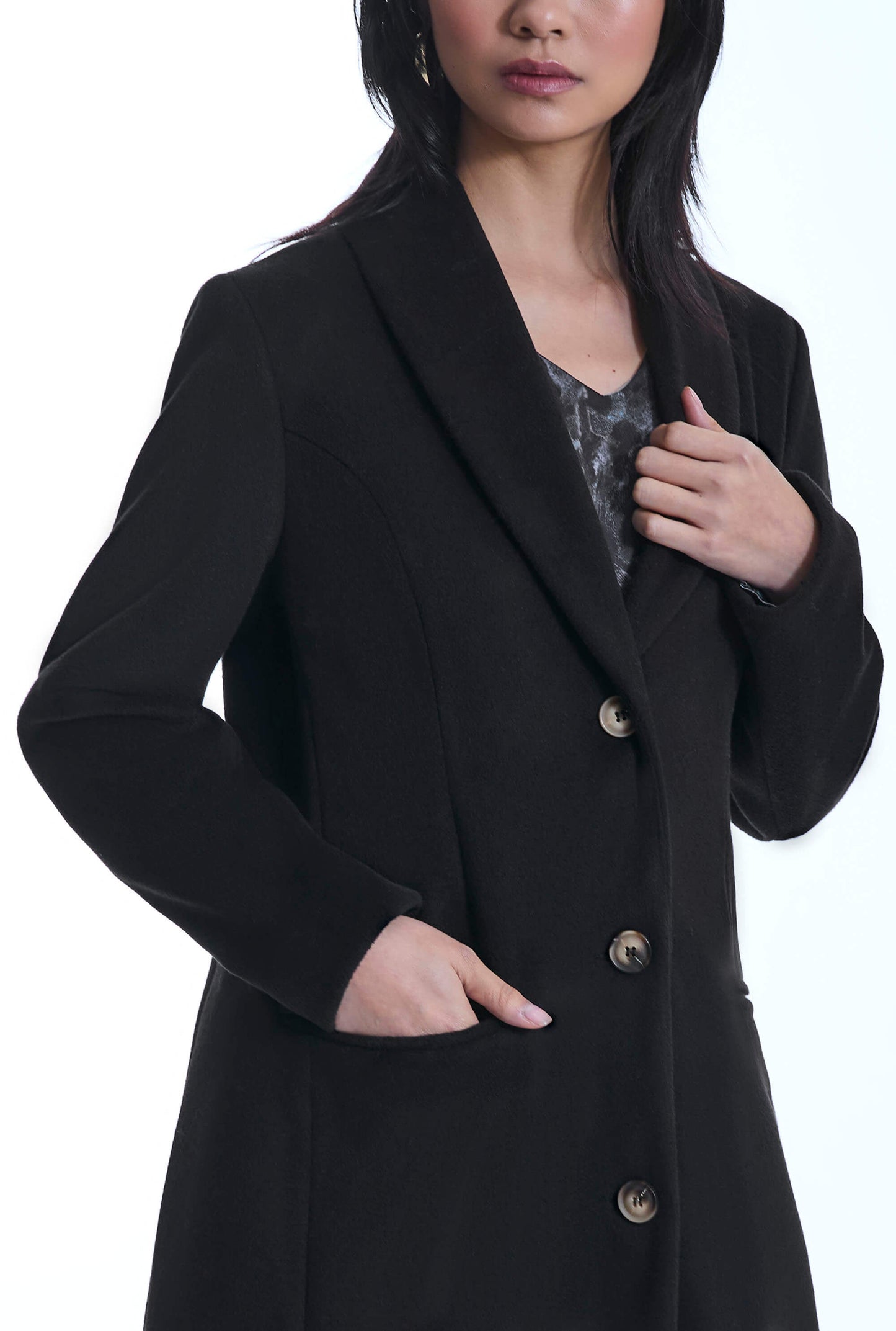 Button Black Coat