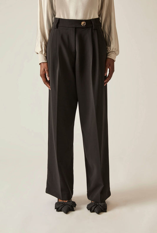 Button Black Trousers