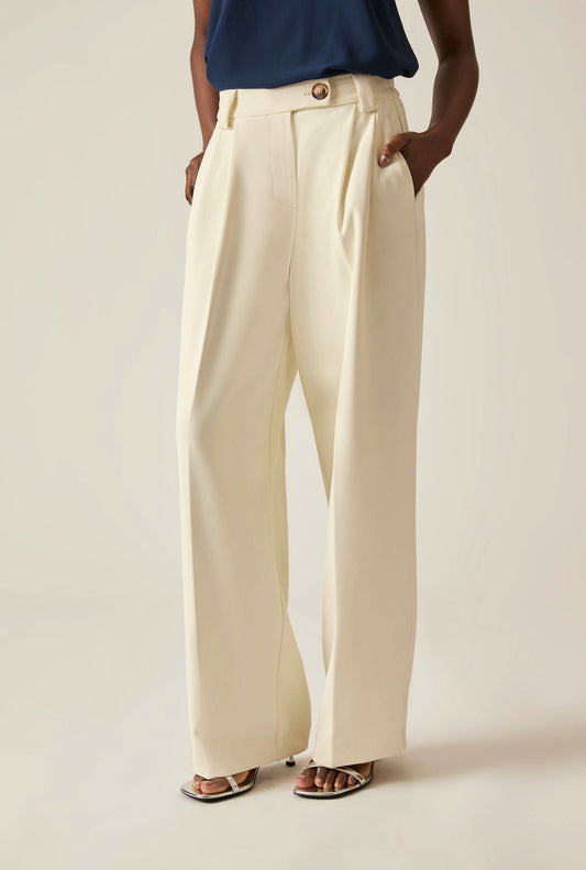 Button Cream Trousers