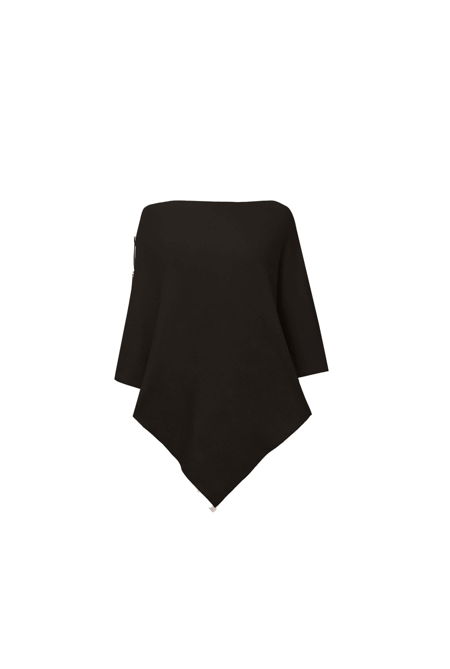 Button Detail Black Poncho Top