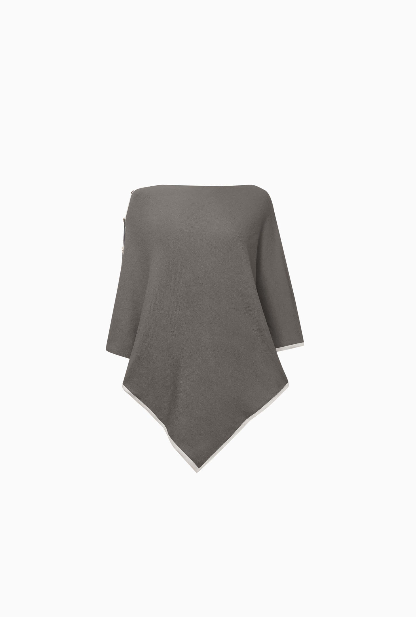Button Detail Grey Poncho Top