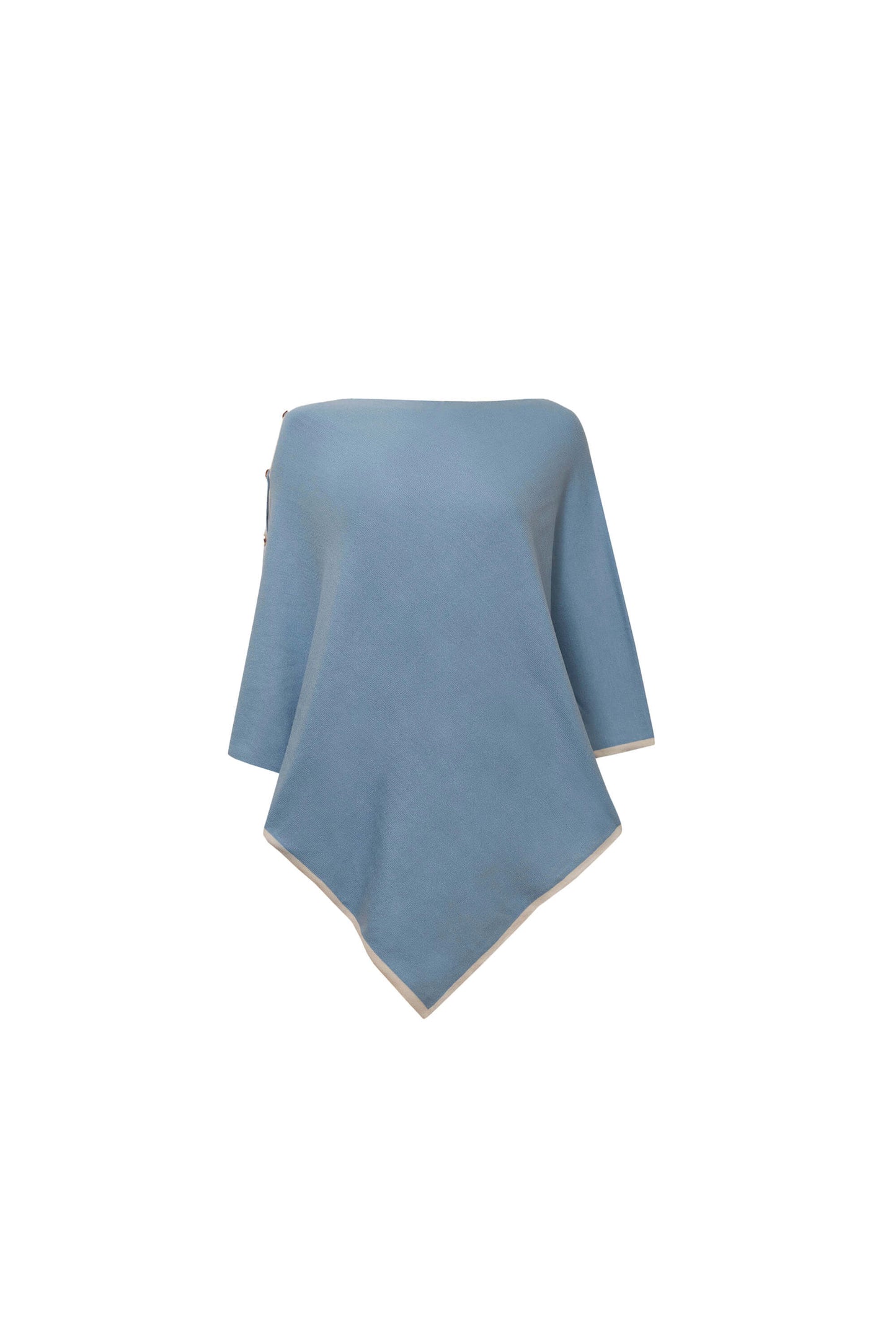 Button Detail Pale Blue Poncho Top