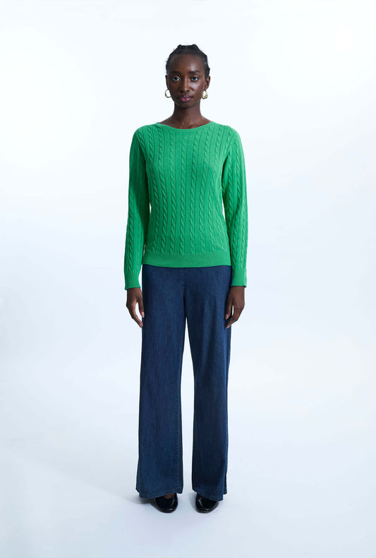 Cable Knit Jumper Green