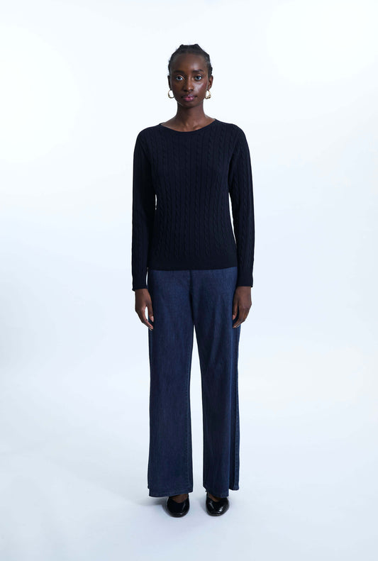 Cable Knit Jumper Navy