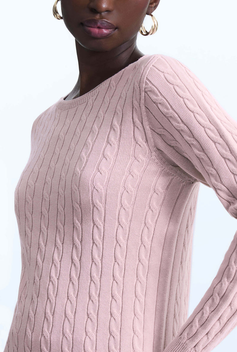 Cable Knit Jumper Pale Pink